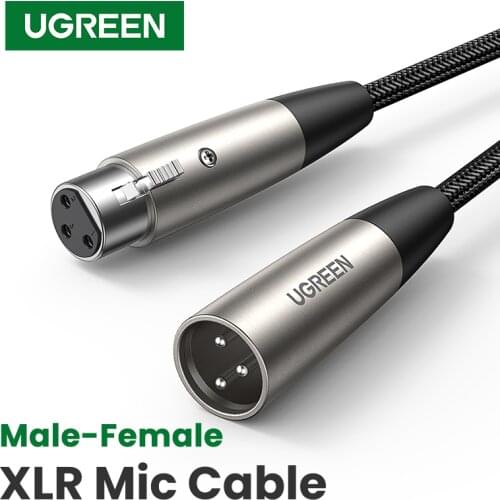 UGREEN XLR to XLR Mic Audio Cable Male to Female Microphone Extension Lead 3-Pin Neutrik XLR Balanced Audio Extender Cord
