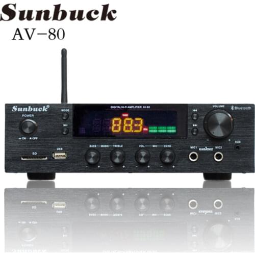 Breeze Audio Sunbuck AV 80 Karaoke Bluetooth Power Amplifier fm Radio usb sd High Power 150W+150W Professional Amplifier
