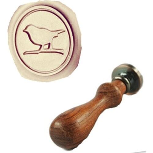 Vintage Bird On Branch Flower Custom Picture Logo Wedding Invitation Wax Seal Sealing Stamp Rosewood Handle Set Kit