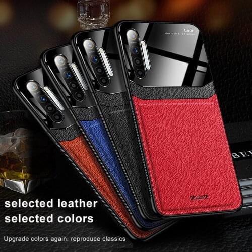 10pcs/lot Organic PC Back Protector Phone Case For OPPO Reno 2 A9 F11 A9X K3 K5 Realme X XT A3 A5 Leather Grain Cover