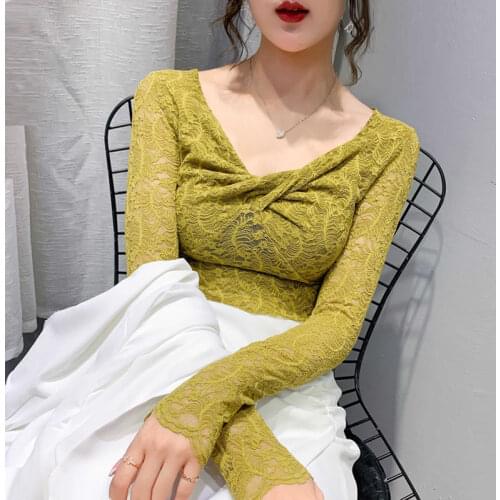 Blouse Women Womens Square Collar Lace Skinny Hollow-out Mesh Top Blusas Ropa De Mujer