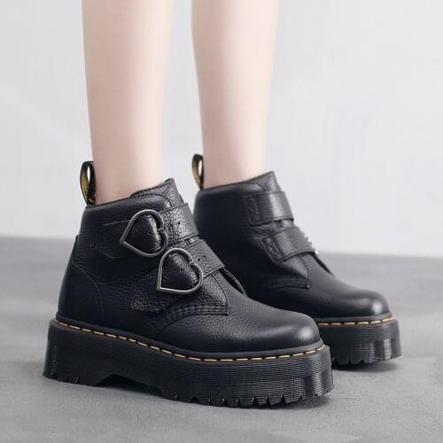 Size35-41 Chunky White Motorcycle Boots For Women Autumn 2021 Fashion Round Toe Lace-up Combat Boots Ladies Shoes