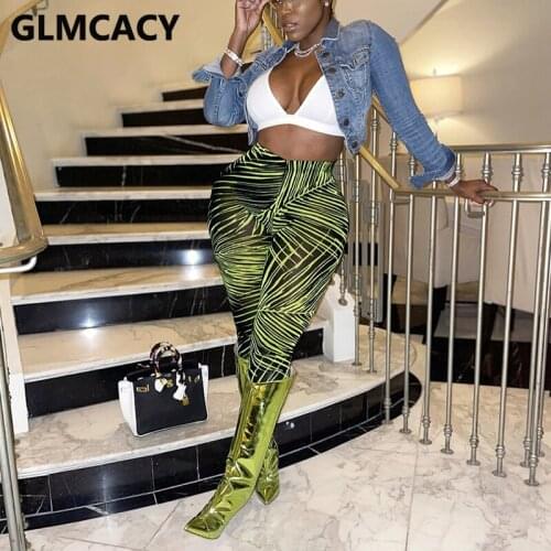 Women Chic Striped Yoga Pants Slim Fitness Trousers