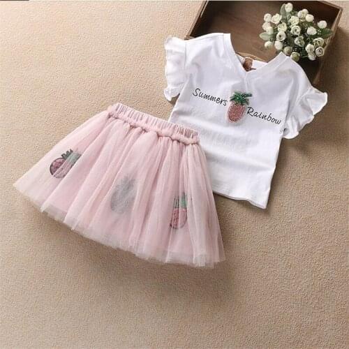 2-7Y Children Girls Summer Clothes Set Cotton Cartoon T-shirt+shorts 2pcs Girls Casual Tracksuits Kids Outfits