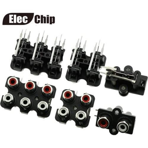 10Pcs 2/4/6 hole RCA Female Stereo audio Jack AV Audio input socket Connector Lotus row Amplifier Interface Signal connection