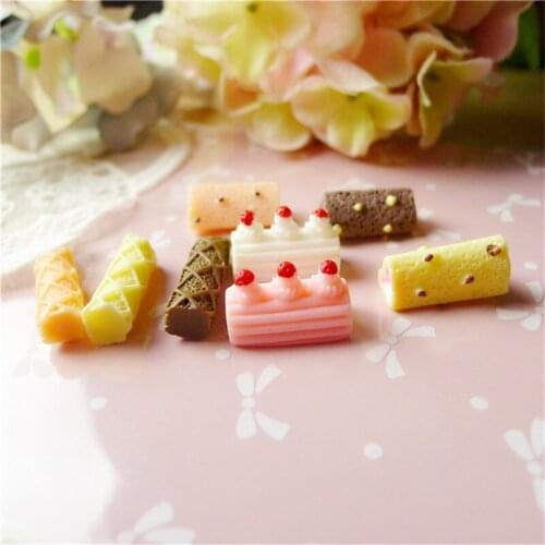 DIY Jewelry Findings Ornament Accessories Resin Cabochons 10pcs Kawaii Food Chocolate Beads Charms Patch for Girl Hair Clip