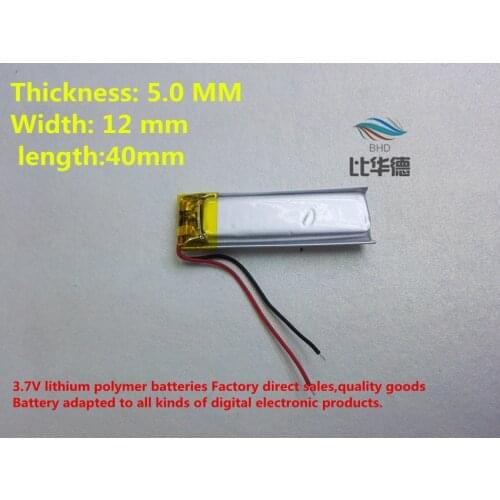 10 PCS free shipping Bluetooth cell 3.7V lithium polymer battery 501240 051240 501240 200MAH MP3