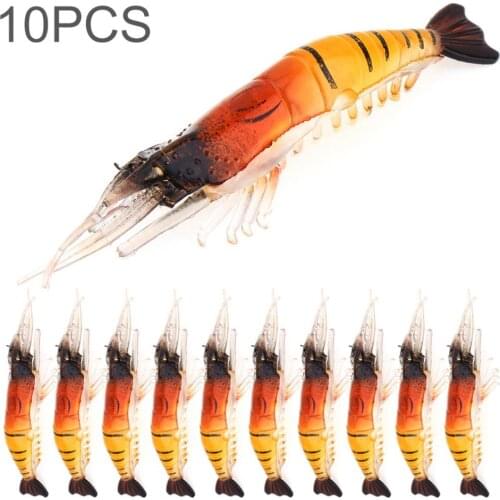 10pcs 8cm Soft Shrimp Fishing Lure Artificial Bait Silicone Lure Lifelike Prawn Squid Fishing Tackle Accessories