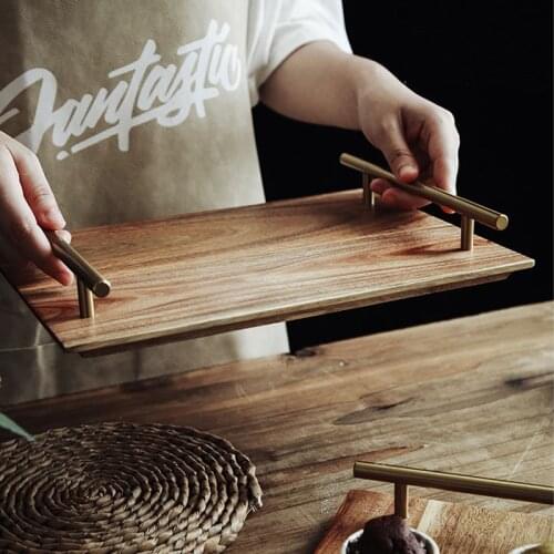 Japanese Style Wooden Tray Natural Acacia Wood Binaural Sushi Steak Plate Dessert Pizza Rectangular Restaurant Kitchen Set Plate