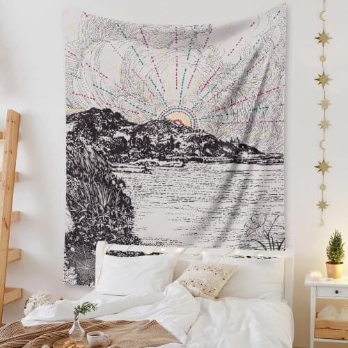 Cilected Bohemian Retro Mountain Peak Printing Tapestry Wall Hanging Polyester Thin Section Landscape Paintings Home Decoration