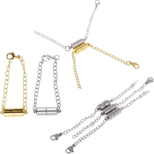 7 Set Gold & Silver Magnetic Magnet Clasps Necklace Bracelet Extender Chains