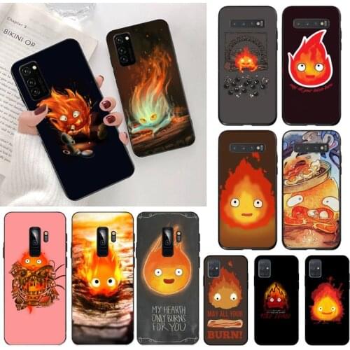 YJZFDYRM Cute fire calcifer Phone Case Cover for Samsung S20 plus Ultra S6 S7 edge S8 S9 plus S10 5G lite 2020