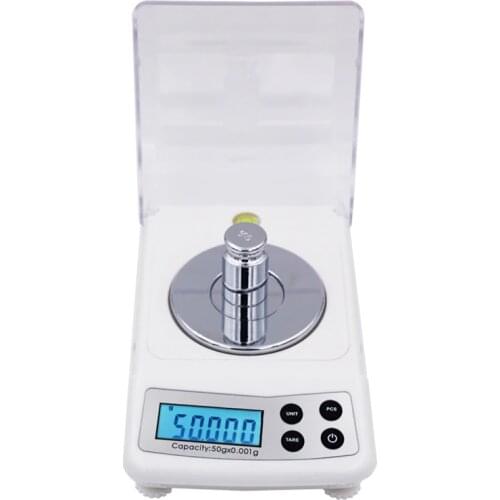 50g 0.001g LCD Digital Jewelry Scales Precision Diamond Laboratory Balance Medicinal Electronic Gem Carat Weight Counting Scale