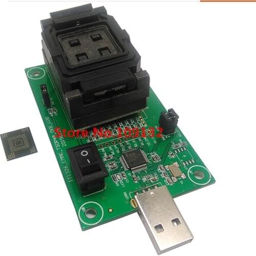 EMMC153/169 test socket with USB interface Reader size 12x18 Pitch 0.5mm for BGA169 BGA153 nand flash testing Clamshell
