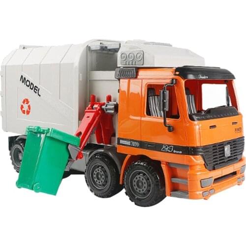 FULL-Friction Powered Rubbish Truck Vehicle Toy with 3 Bins,Inertia Sanitation Vehicle Toy,Toys for Children 2-6 Years Old, Gift