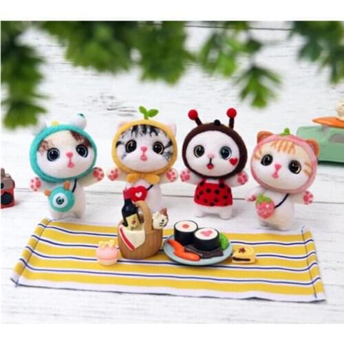 English instruction Plush doll wool needlepoint kit wool felt needle felting keychain craft needlecraft DIY handmade