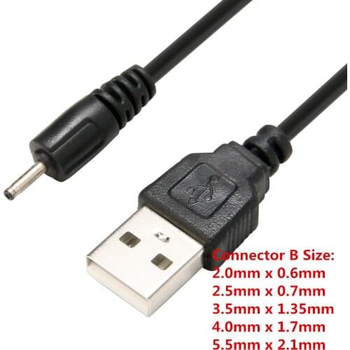 1pc USB A Male to 2.0/2.5/3.5/ 4.0/5.5mm Connector DC 5V Charger Charging Power Cable Cord Power Supply Cable Adapter