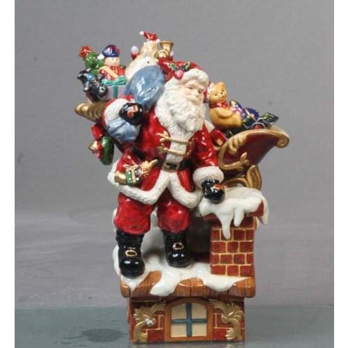 CERAMIC CRAFTS HOME DECORATION SANTA CLAUS SENDING GIFTS FIGURINE CHRISTMAS GIFT