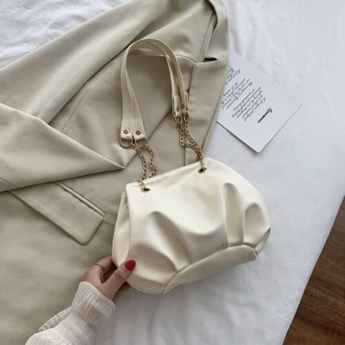 SMOOZA Fashion Korean Chain Bags New Women Bag Pleated Cloud Bags Casual Wild Shoulder Messenger Totes Bag Ladies Traver Handbag