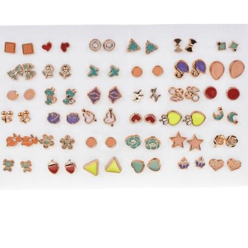 Fashion 36 pairs/set Mixed Style Acrylic Heart Flower Small Stud Earring Sets For Women Geometric Round Bow Earring Kids Jewelry