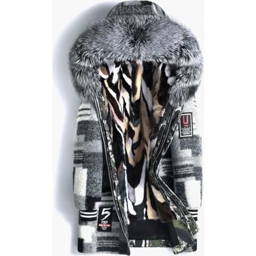 2019 New Mens Wool Coat Detachable Mens Mink Fur Coat Fox Fur Collar Fur Jacket Winter Warm Coat