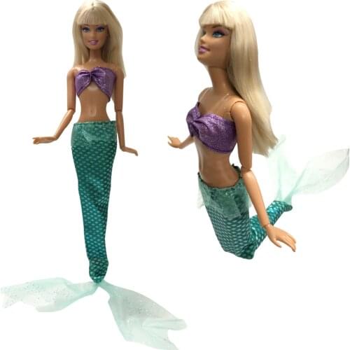 NK One Set Princess Doll Dress Similar Fairy Tale Mermaid Tail Wedding Dress Gown Party Outfit For Barbie Doll Girls' Gift DZ