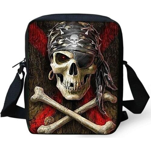 New Cool Pirate Skull Mini Messenger Bag Day Of The Death Men Children School Bag Gothic Handbag Women Fashion Men Shoulder Bags