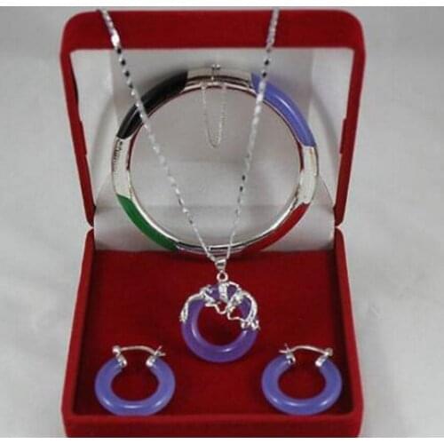 New hot Wonderful Multicolor Jade Circle Dragon Pendants Necklace Earring Bracelet