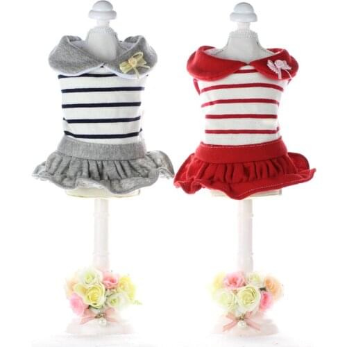 Striped Sailor suit Dog Dress Thick Coats Jackets Clothing For Dogs Puppy Dog Cat Pet Clothes Apparel Yorkie Maltese Chiwawa