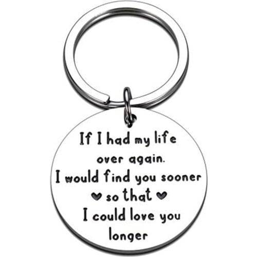 Christmas Valentines Day Gifts for Husband Wife Romantic Stainless Steel Keychain Couples Anniversary Present for Hubby Wifey
