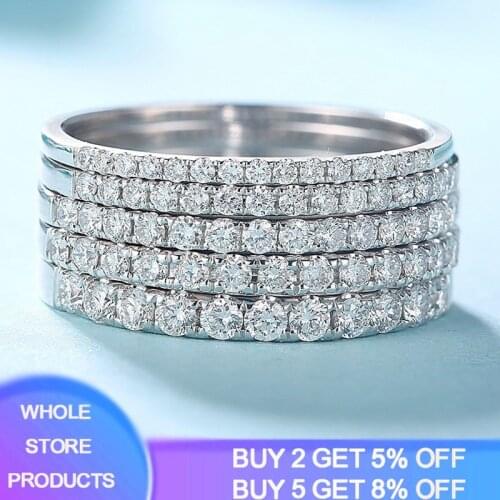 With Certificate 925 Sterling Silver 2mm CZ Stackable Wedding Rings Platinum Color Elegant Finger Band Rings for Women CR002