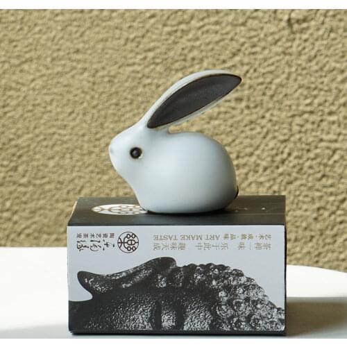 1 piece Cute Rabbit Cabochon Ceramic Purple Clay Statue Miniatures Kung Fu Tea Pet Desktop Decoration Porcelain Lovely DHSH02