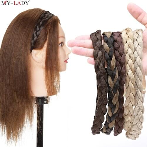 My-Lady Braided Headbands Twist Elastic Hair Headband With Adjustable Belt Braiding Hair Accessories Synthetic Plaited Hairpiece