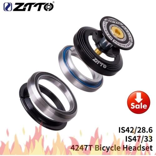 ZTTO 4247T Bicycle Bearing Headset 42mm 47mm 1 1/8"-1 1/4" 1.25 inch 33mm Tapered Tube fork IS42 IS47 Integrated Angular Contact