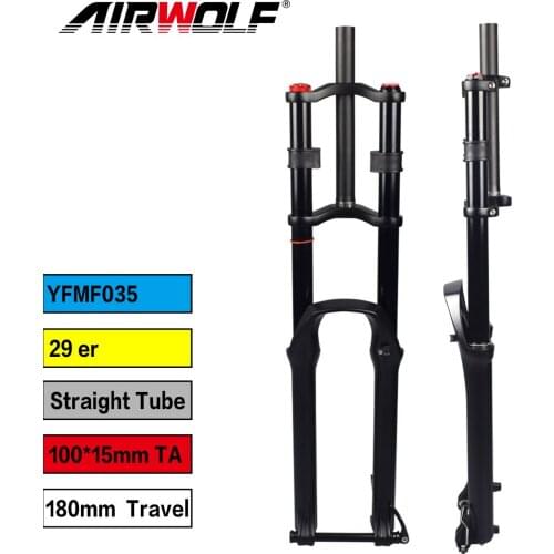 AIRWOLF Mtb Fork Air Suspension Fork 29 Manual Lockout Disc Rotor 160mm Travel 185mm Aluminum Alloy Mountain Bicycle Fork 29er