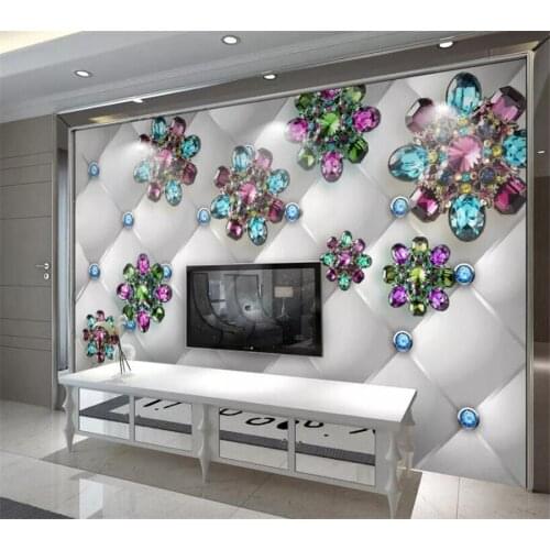 Wellyu Custom wallpaper 3d crystal crystal flower diamond jewelry wall 3d wallpapers for living room bedroom decor fotobehang