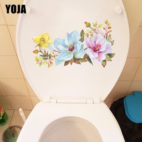 YOJA 22.6X13.6CM Plant Watercolor Flowers Beautiful Bedroom Wall Stickers Mural Bathroom Toilet Decor T1-1417