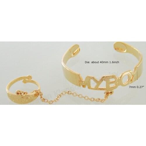 ORDER 10$ GET FREE SHIPPING/ CHILD BOY BANGLE WORD MY BOY - YELLOW GOLD COLOR DIAMETER 1.6" OPENED WITH ADJUSTABLE MATCHING RING