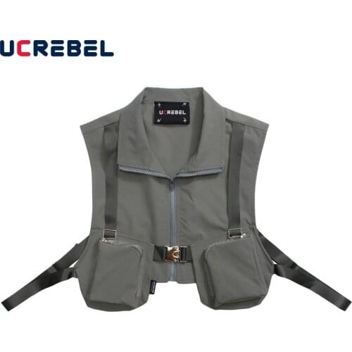 Multi-Pocket Game Vest Mens Functional Tactical Vest Streetwear Loose Sleeveless Jacket Men
