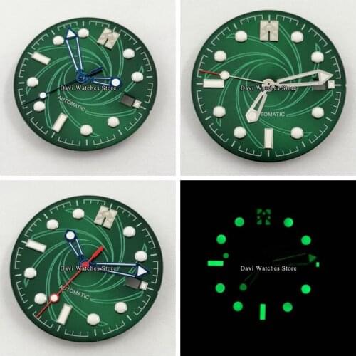 1PCS Green Watch Dial + Watch hands 31mm Sterile Dial Fit Miyota 8205,8215,821A Mingzhu DG2813 3804 Movement Watch Parts
