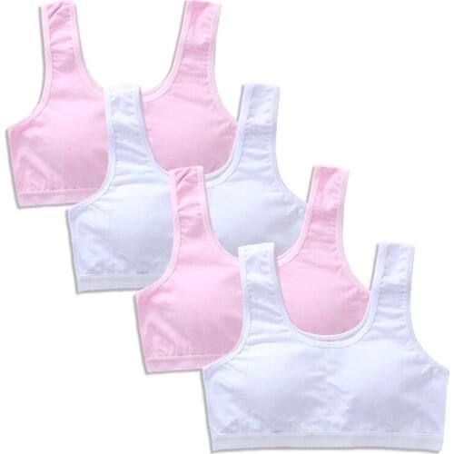 2 Pcs/Lot Big Size Cotton Puberty Wireless Vest Adolescent Tops Young Training Kids Bras Teens Girls Underwear Children Sports