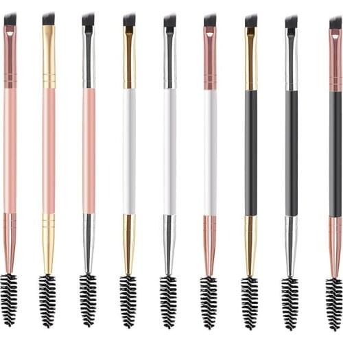 20 Piece Double-headed Eyebrow Brush Private Label Wholesale Makeup Tools Nylon Hair Wooden Handle Makeup Brushes Custom