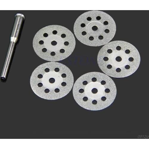 5PCS 22mm Mini Sharp Rotary Diamond Cutting Discs Disks Dremel Tools With A Rod New Drop ship Dls HOmeful