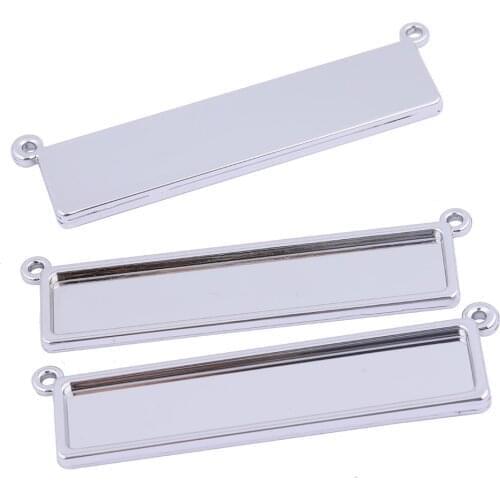 5pcs Rectangle Cabochon Base Settings 10x50mm Pendant Bezel Trays With Ear Loop Diy Necklace Blanks For Jewelry Making