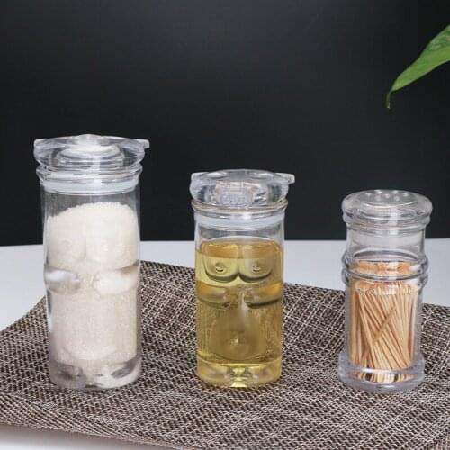 3 Pieces/set Acrylic Seasoning Bottle Combination BBQ Pepper Bottle Soy Sauce Pot Toothpick Box Transparent Seasoning Bottle