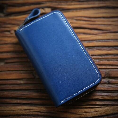 Genuine Leather Key Wallets Zipper Keys Case Bag Vintage Multi-fonction Men Card Money Key Holder Housekeeper Keychain Cover