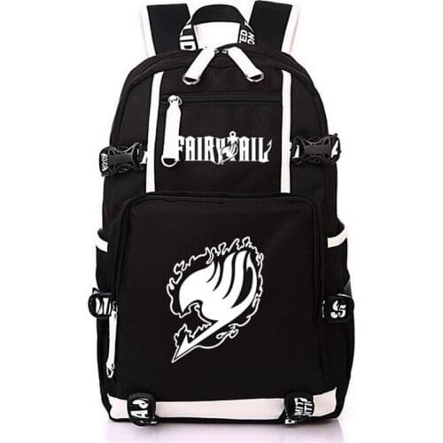 Fairy Tail Black Canvas Bag Women Men Schoolbag for Teens Anime Book Bags Mochila Laptop Backpack 2020