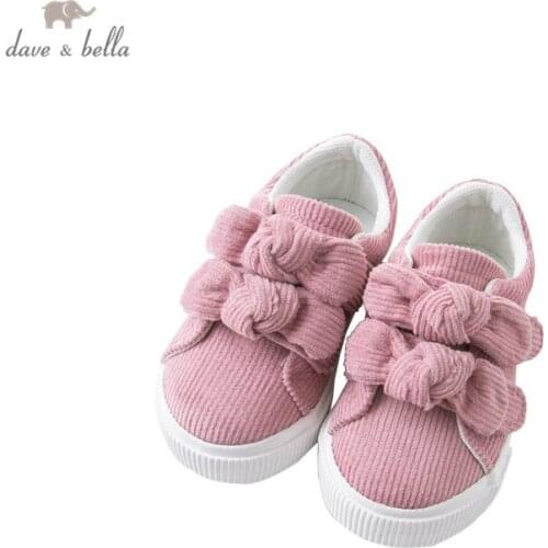 DB14768 Dave Bella autumn baby girls fashion bow solid shoes new born girl cute shoes