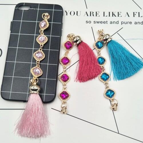 DoDower Brand 5pcsMobile Phone Ornaments Fashion Alloy Chain Tassel Phone Hanging Ornaments Telephone Dekoration Autocolantes