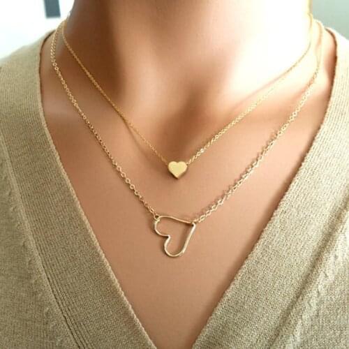 Europe and the United States fashion street snap geometry heart-shaped pendant ladies' short necklace personality